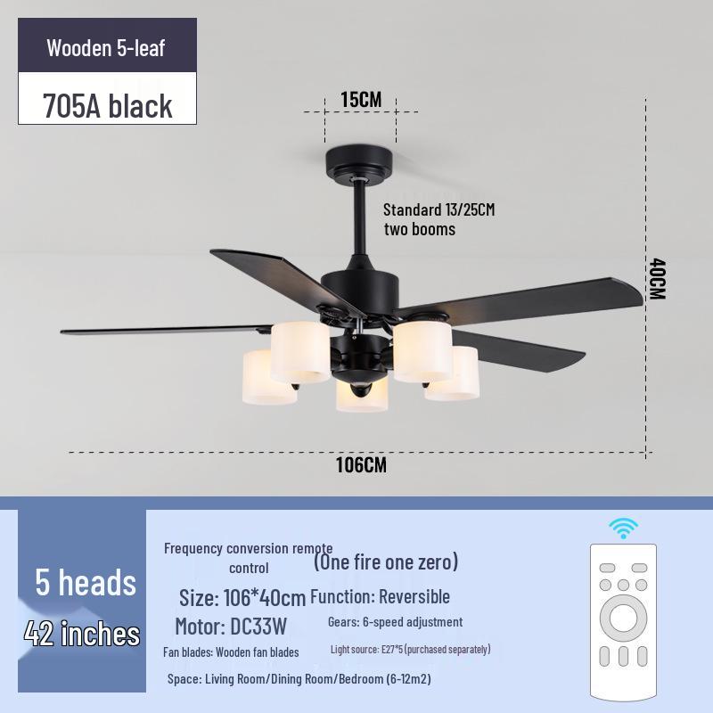 Nordic Style Silent Ceiling Fan Light with Chandelier for Living Room, Bedroom, or Restaurant.