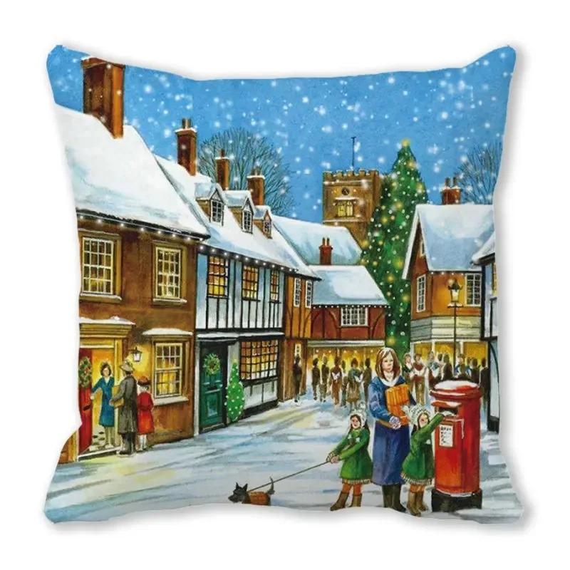 Christmas Themed Pillowcases Car Accessories Office Santa Claus Living Room Sofa Home Pillowcases