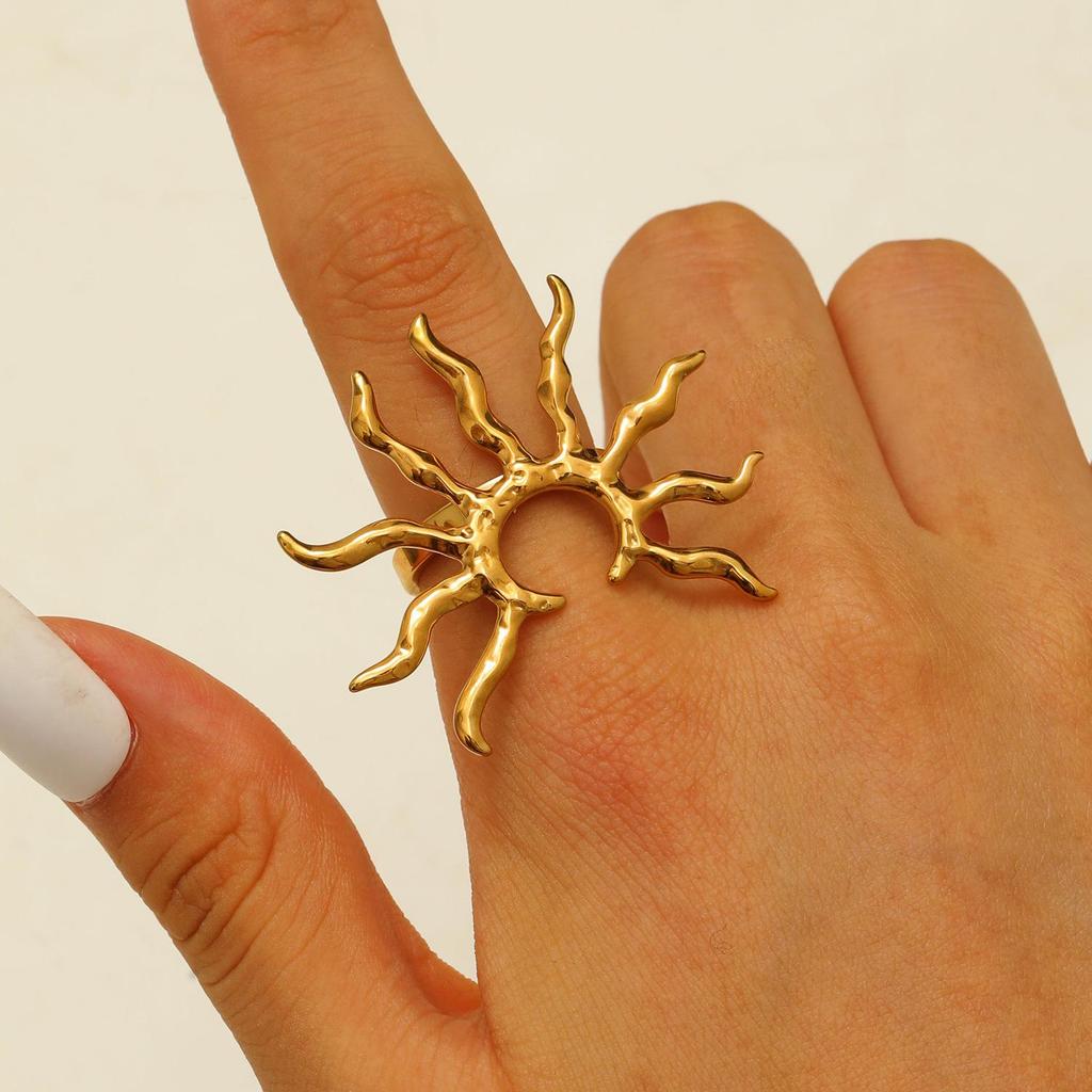 European & American Fashion Stainless Steel Geometric Water Drop Heart Snake Open Ring for Women