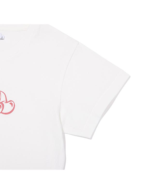 KIRSH Wording Crop Pigment T-Shirt [White]