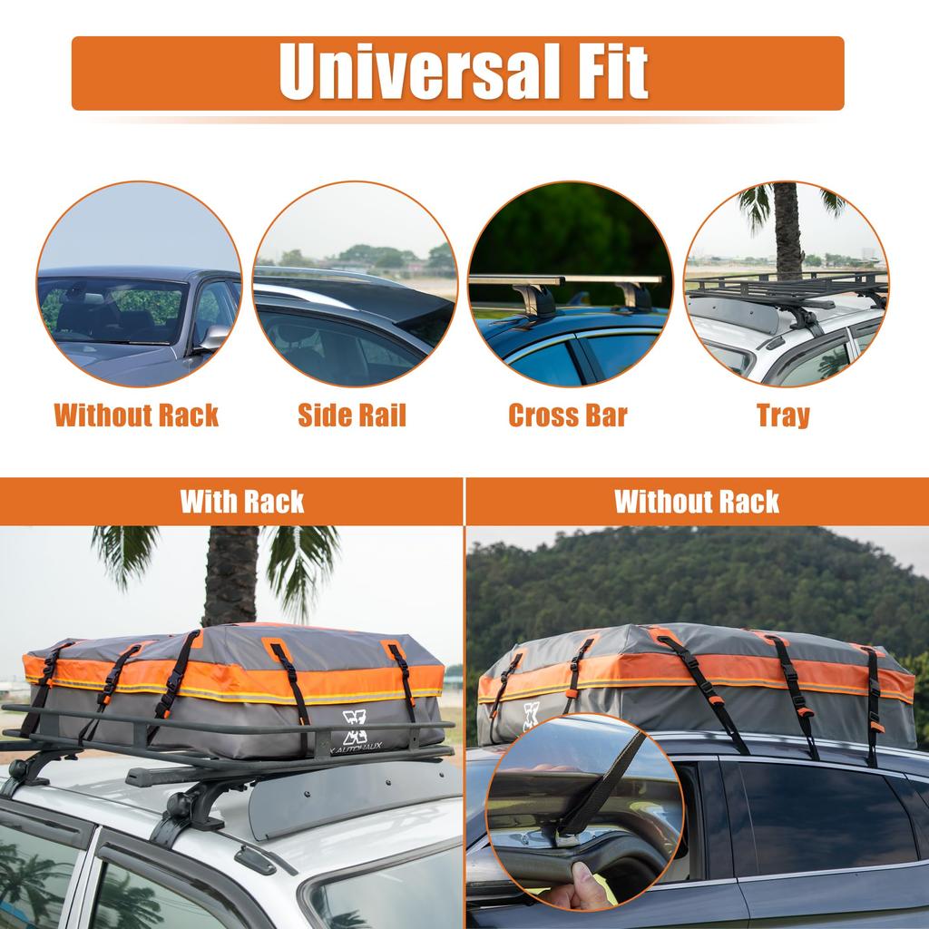 Uxcell 1 Set 20 Cubic Feet Car Roof Rooftop Cargo Carrier Luggage Carrier for Cars with or Without Mat and 6 Door Gray Bag, Bag, Racks, Anti-Slip