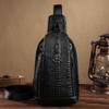 Genuine Leather Men's Chest Bag Korean Version Casual Top Layer Cowhide Crocodile Pattern Men's Crossbody Bag