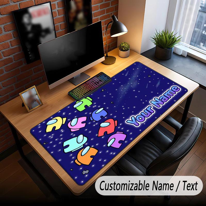 Custom Name Text Big Mouse Pad,Among Us Soft Non Slip Extended Desk Mat For Home Office