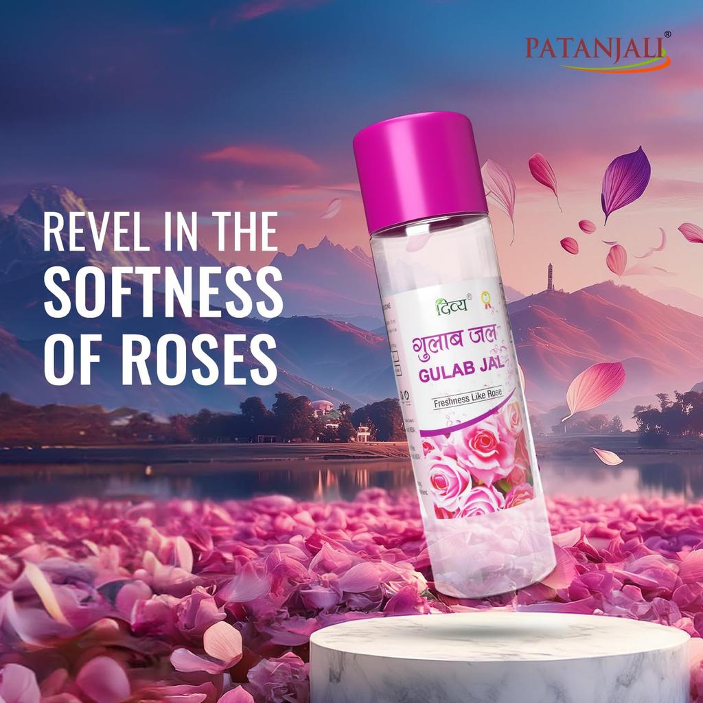 Patanjali Divya Gulab Jal Rose Water Facial Toner Hydrating Skin Care Mist 120 Ml X Pack Of 8 Daily Refreshing Use
