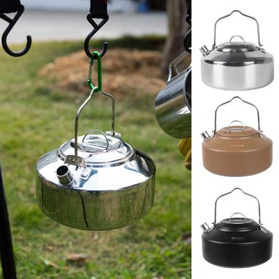 1L Outdoor Mini Camping Wasserkocher Edelstahl Kaffeekanne Bergsteigen Angeln Tragbarer Camping Kochkessel