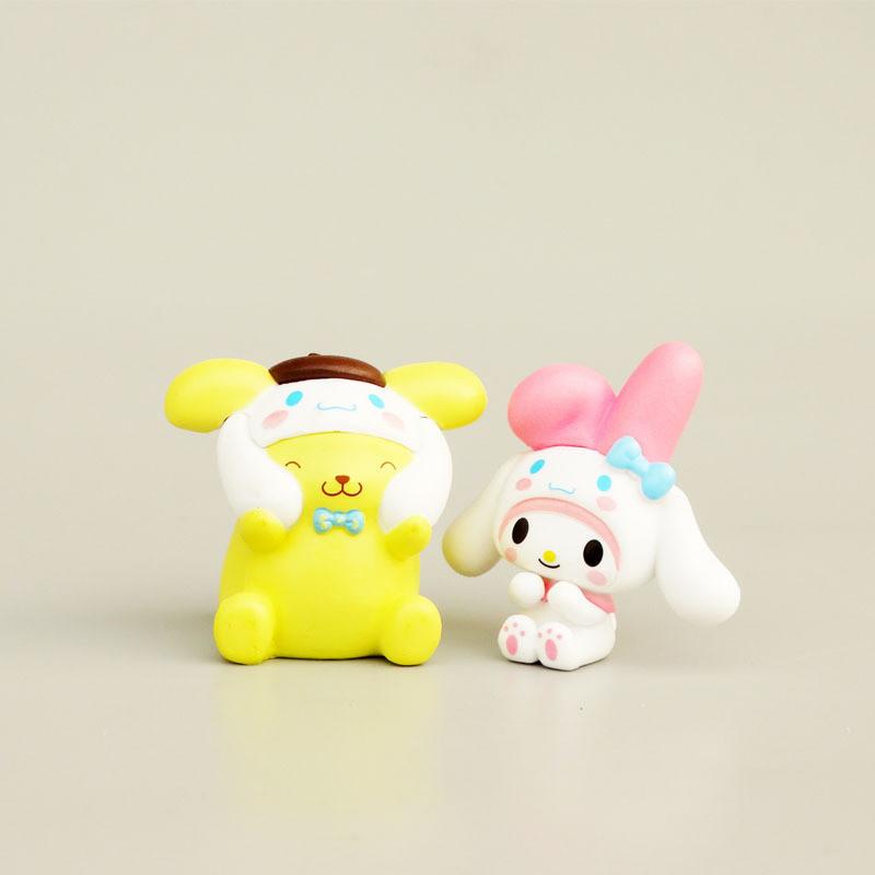 Adorable Sanrio Characters Cute Cartoon Kuromi My Melody Cinnamoroll Figure Toys Set
