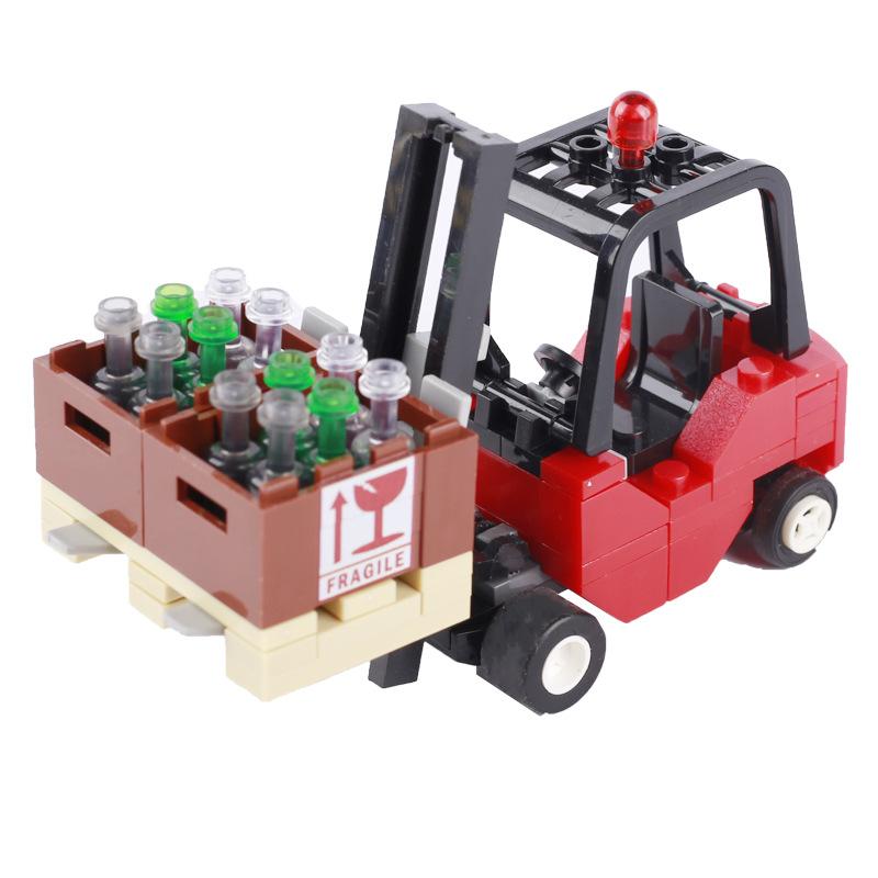 MOC City Construction Modular Industrial Forklift Truck Express Box Mail Box Letter Printed Bricks Toys