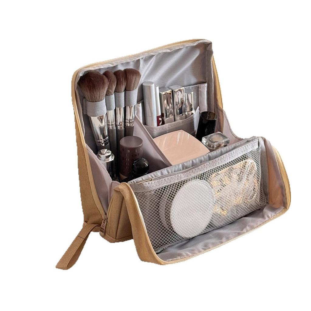 Women Vertical Makeup Bag Standable Large Capacity Skincare Storage Bag Partitioned Multi-Compartment Cosmetic Organizer