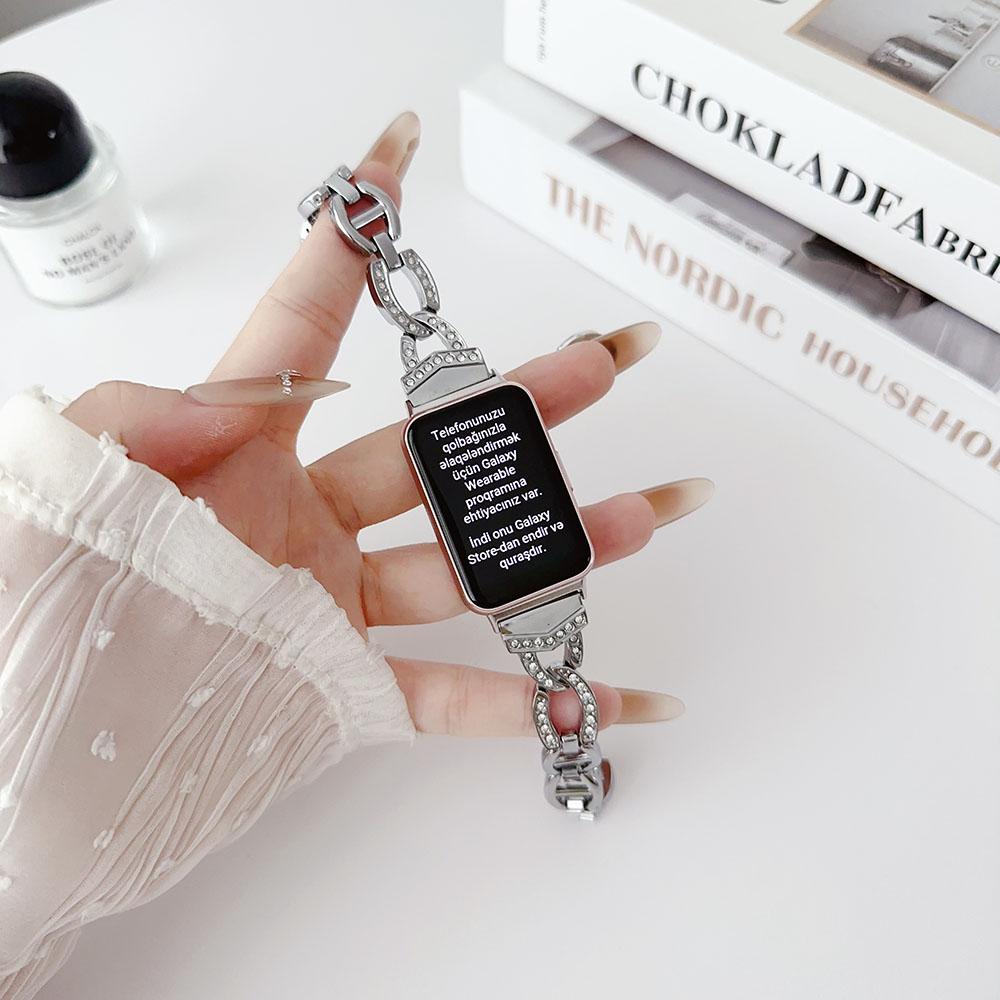 

Bling Dressy Bracelet for Samsung Galaxy Fit 3 Strap Metal Easy Adjustable Armband for Women Galaxy Fit 3 SM-R390 Wristband срібний