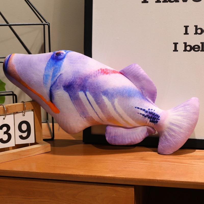 1PCS Creative Colorful Fish Cushion Pillow Simulated Sea Fish Figurine Sofa Living Room Decoration Ornaments Plush Cloth Doll Office Nap Pillows