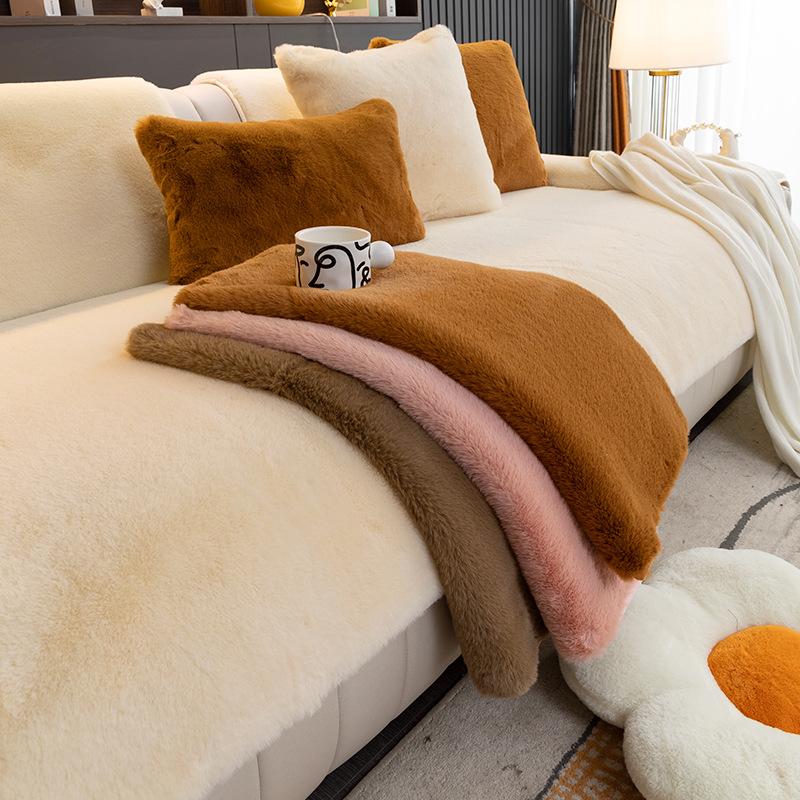 Fløyels Sofapute Vinter Fortykket Sklisikker Stue Skinn Sofapute Lett Luksus High-End Nordisk Moderne Ryggstøtte Håndkle