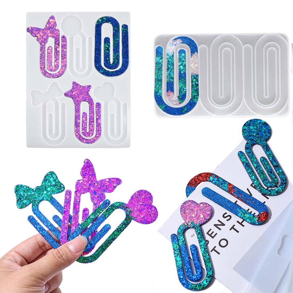 DIY Paper Clip Holder Mirror Silicone Mold for UV Epoxy Resin Bookmark Office Supplies Casting Molds Jewelry Craft Gift Making