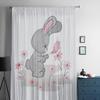 Cute Bunny and Butterfly Sheer Window Curtains for Living Room Girl Bedroom Tulle Curtains Kitchen Veil Chiffon Drapes