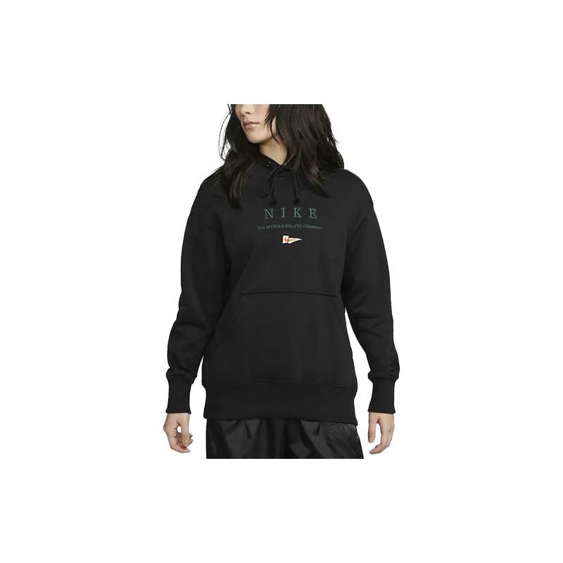 Nike Letter Print Hooded Pullover Long Sleeve Sweatshirt Women Sweatshirt Black FD0855-010