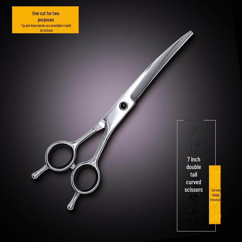 Curved Pet Grooming Scissors: Hair Trimming Tool Set for Cats, Dogs, and Teddy