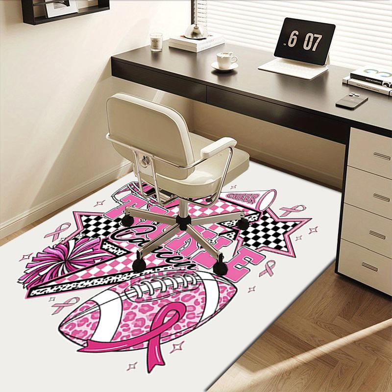 Pink Ribbon Tackle Cancer Chair Mat Office Carpet, Oversized Rug for Home Decor, Gift, Suitable for Bedroom, Living Room, Various Rooms