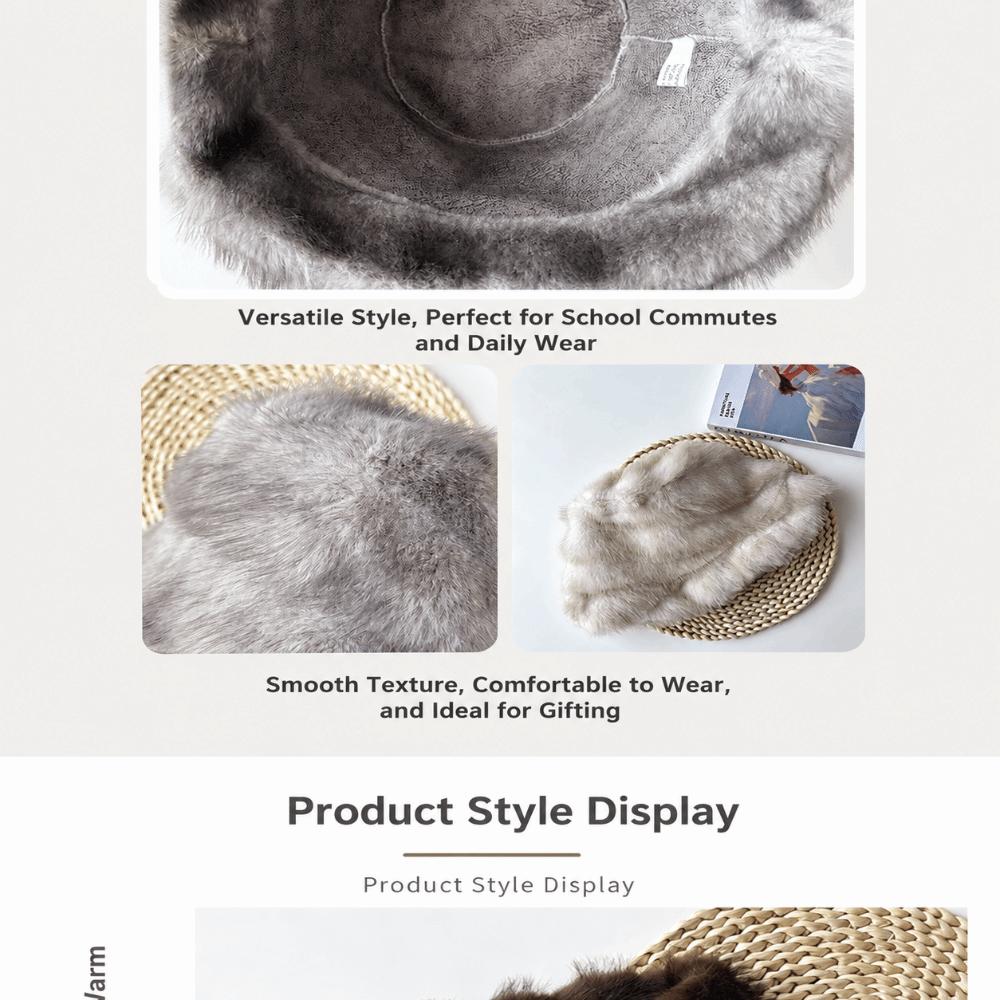 Faux Fur Winter Hat Scarf Windproof Plush Snood Scarf New Fisherman Hat Scarf  Women