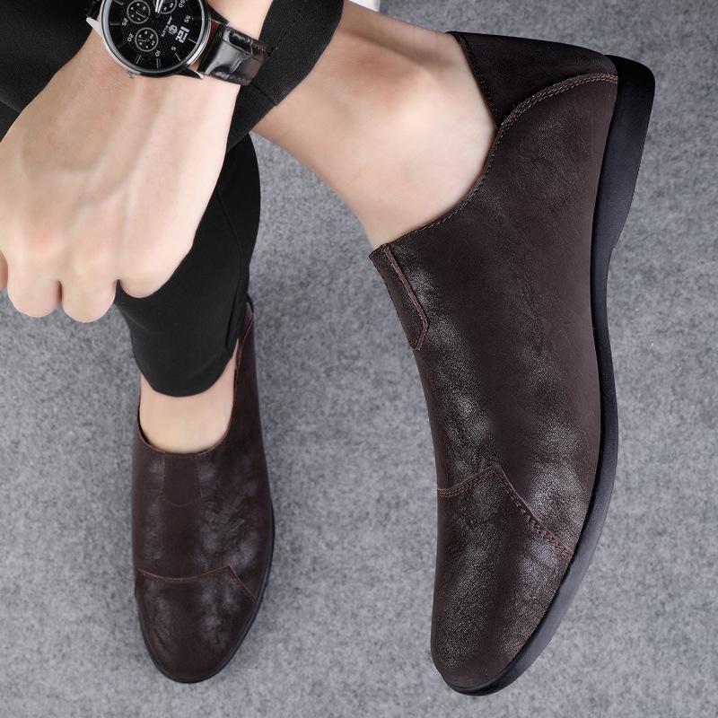 Men's shoes 2025 summer new men's large-size casual leather shoes British soft-soled soft leather lazy one-pedal Doudou shoes