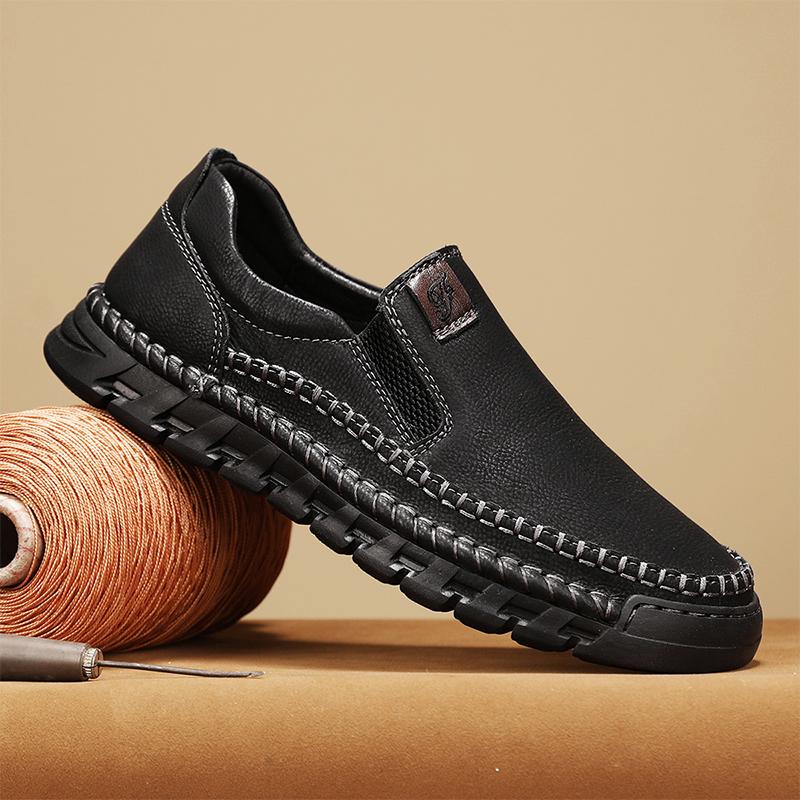 მამაკაცის ყოველდღიური ფეხსაცმელი ხელნაკეთი ტყავის ლოფერები ხარისხიანი ბრტყელი მოკასინები მამაკაცის სპორტული ფეხსაცმელი