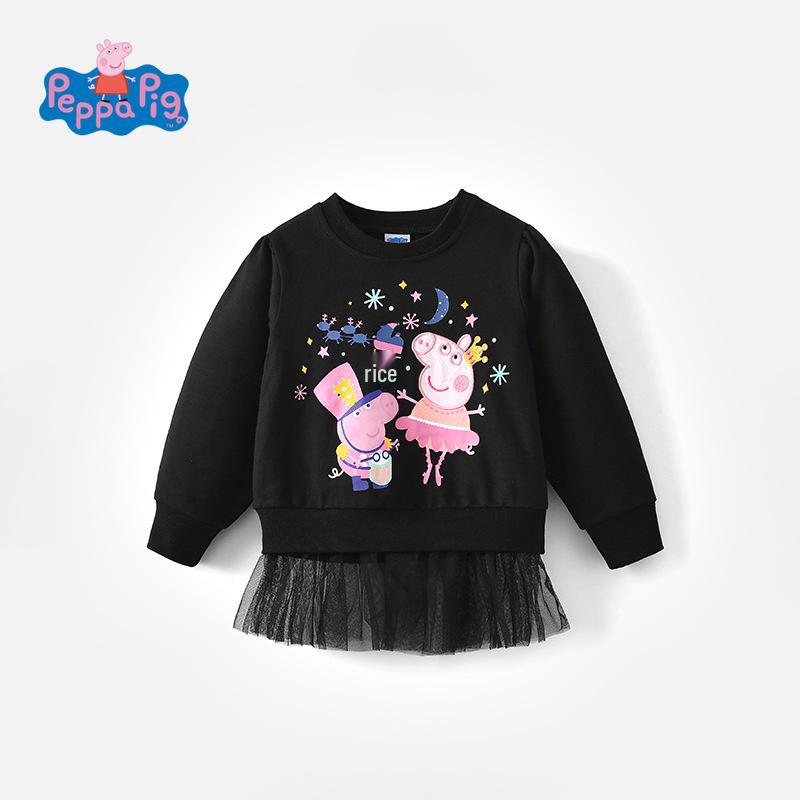 Платье-свитшот черное для девочек Peppa Pig - Наряд для малышей и дошкольников на весну/осень 100cm