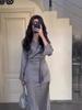 European and American Splicing Satin Long Skirt Suit - Spring 2026 Edition