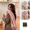 Korean Style Wool Tassel Scarf Thickened Women Plaid Shawl Elegant Winter Cashmere Scarf  Female