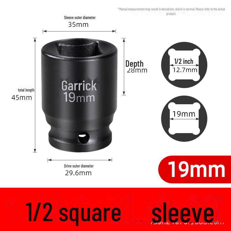 Viereckige Stecknusshülse mit Vierkantkopf, zwei äußere Vierkantlöcher, 22/24 Dafei, 12,5 mm, kleiner Luftkanonenschlüssel.
