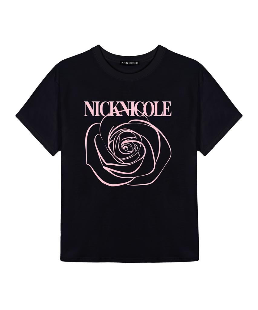 Nigaennikol Big Rose Sleeve Top_Black Pink