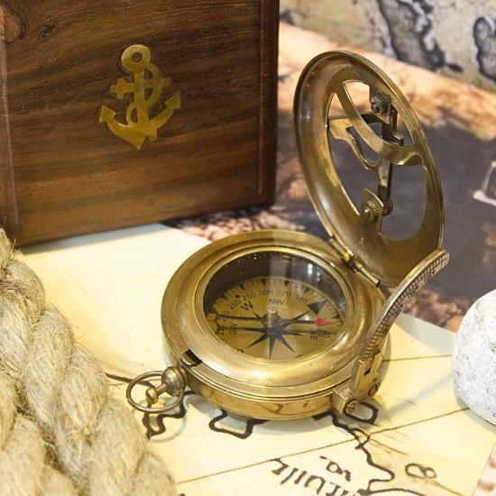 Brass Sundial Compass Nautical Décor, Timeless Treasure for Collectors Adventurers
