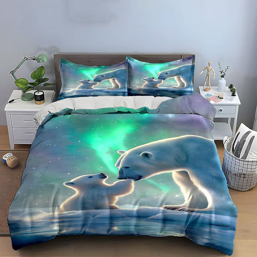 Polar Bears and Aurora. Bedding Sets Duvet Cover Sets Duvet Covers Pillowcases(1 * Duvet Cover 2 * Pillowcases Without Duvet Insert)