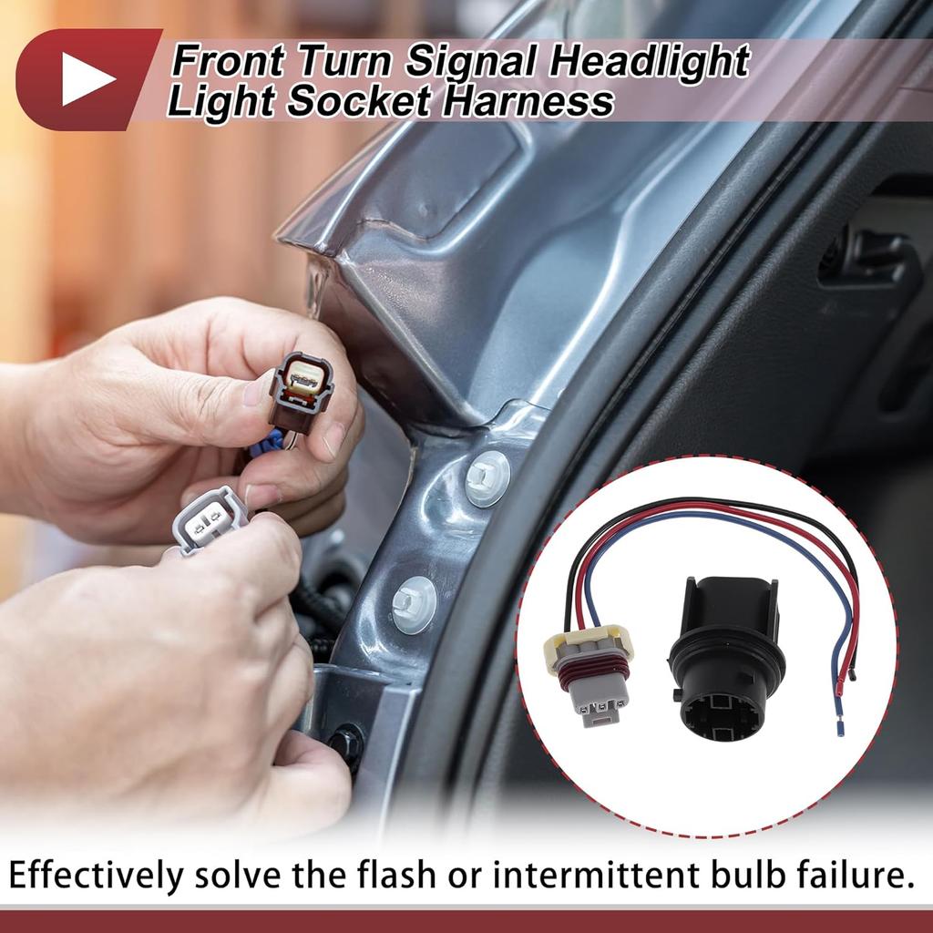 1 Set Front Turn Signal Light Socket Wiring for Freightliner Cascadia No.224394025/224394045 Headlight Lamp Bulb Pigtail Connector Harness