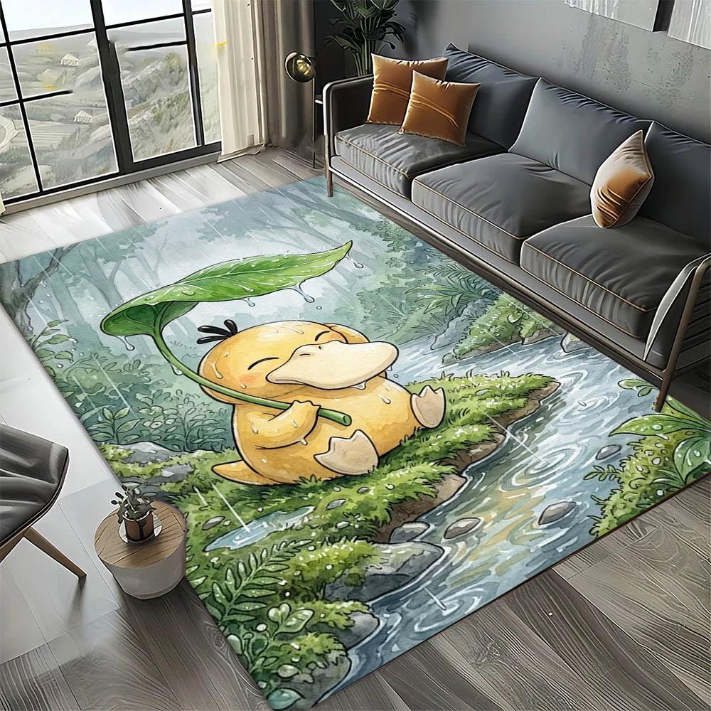3D Cool P-Psyduck-S Cartoon Anime Carpet Rug Art for Room Decor Sofa Christmas Halloween Gifts Game Area Rug Non-slip Floor Mat