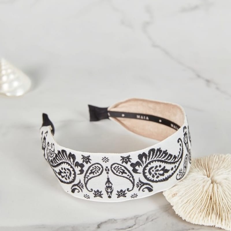 MAIA Paisley Hairband - Plain Black