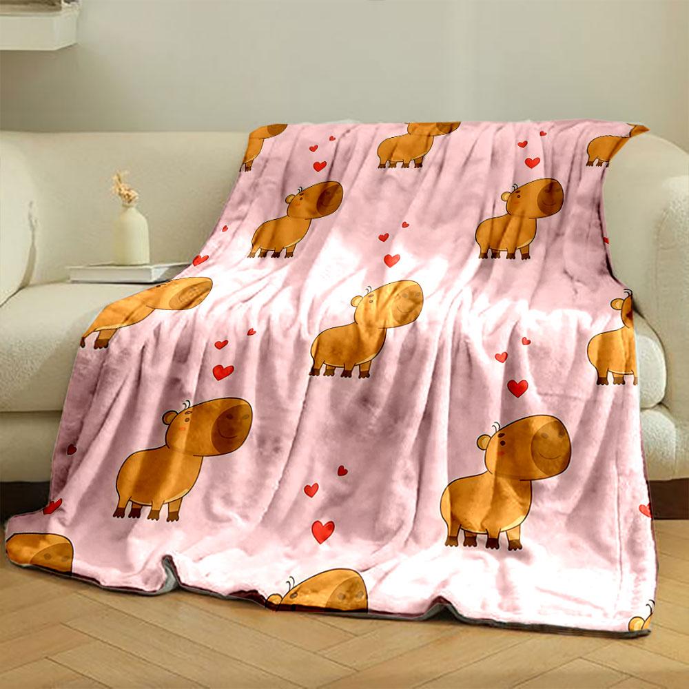 Cute Capybara and Hearts Pattern print blanket soft and cozy perfect for the living room bed sofa or a nap,gift