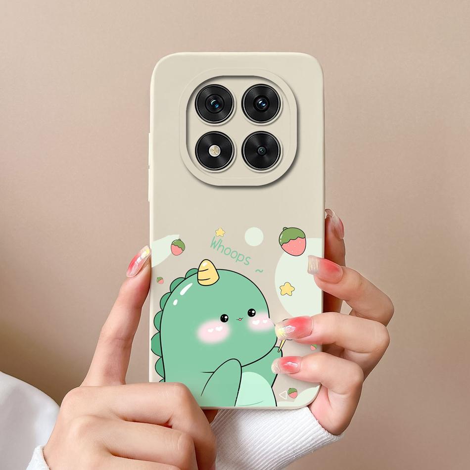 Case For Poco X7 Pro Cute Dinosaur Phone Bags Soft High Quality Liquid Silicone Back Cover For Poco X 7 Pro X7Pro Durable Fundas