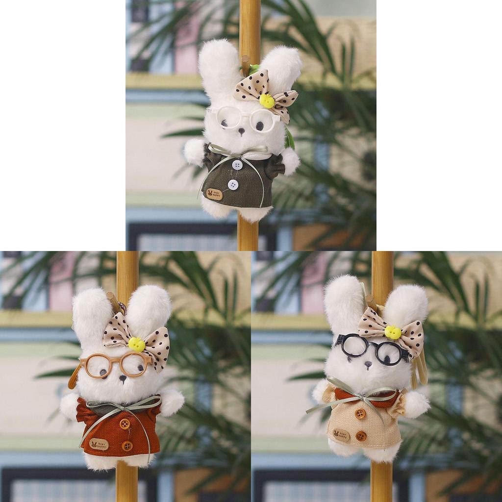 Plush Bunny Keychain With Cartoon Glasses For Bag Decor And Gifts