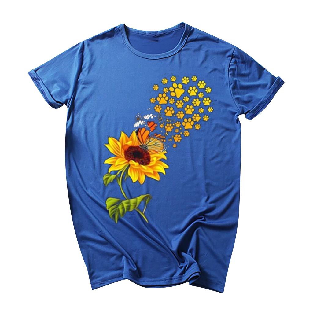 

(SU)Модные женские однотонные футболки с короткими рукавами и принтом