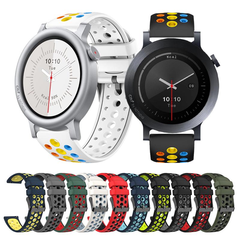 22MM Band for Nothing By CMF Watch Pro 2 Breathable Silicone Two Color Strap Suitable for CMF Watch 3 Pro/WATCH PRO Correa