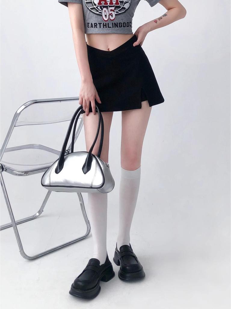 Autumn High Waist Black Slit Skirt for Women - Spicy, Hip-Hugging, Short Skirt Design
