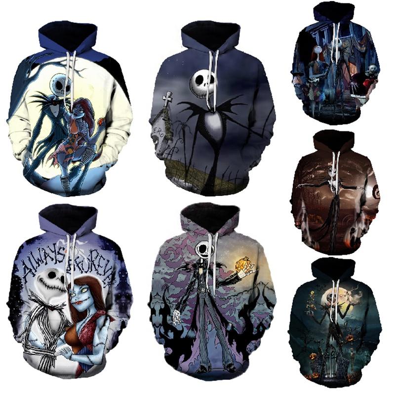 Nightmare Before Christmas Hoodie Pullover Sweatshirt Jack Sally Tops Unisex