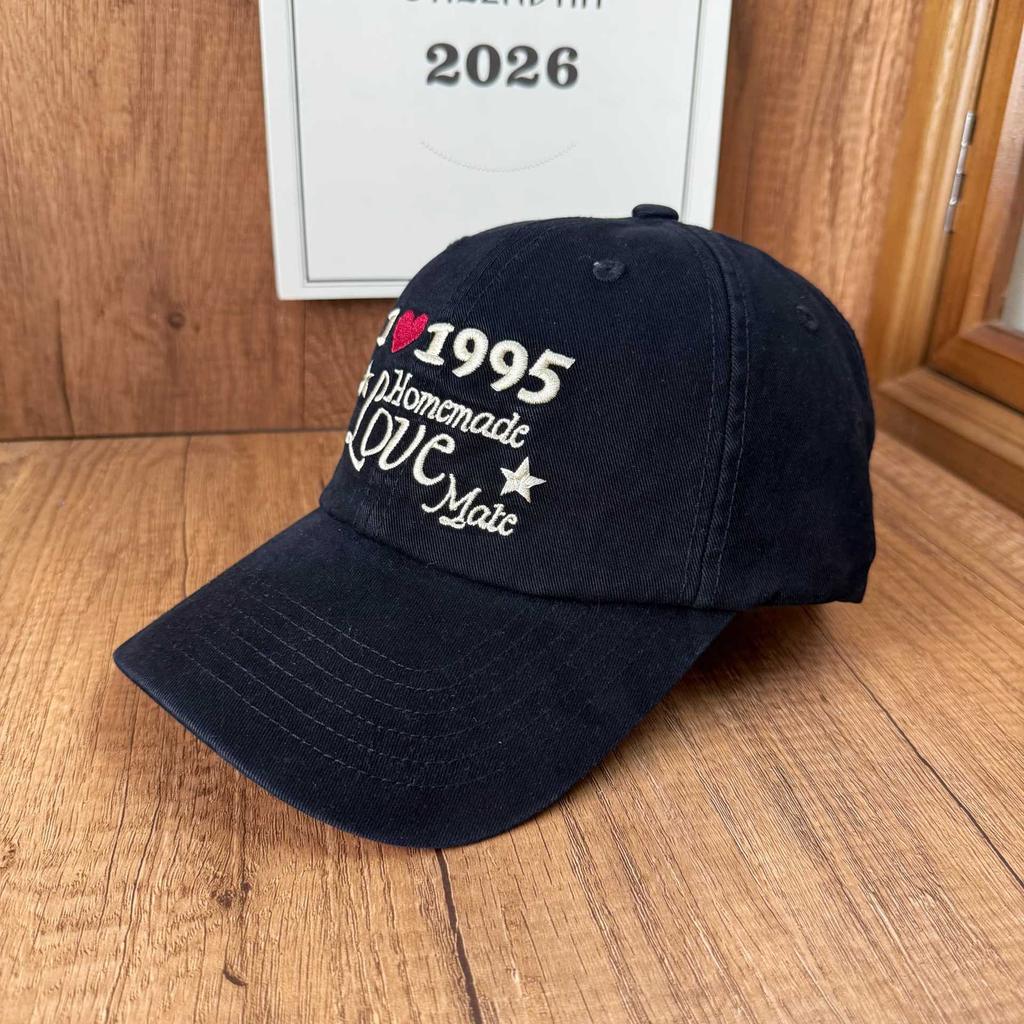 ins blogger autumn and winter baseball cap washed old retro love star three-dimensional embroidery cap
