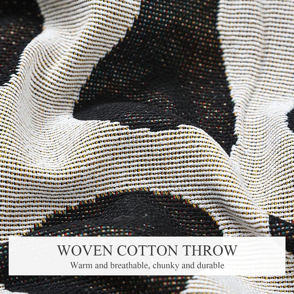 Double-Sided Cotton Woven Throw Blanket with Tassel Jungle Bohemian Style Tapestry Shawl Multi-Function Decorative Throws for Sofa Bed Armchair