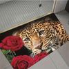 Red Rose Cheetah Print Living Room Carpet, Non-Slip Washable Animal Theme Rug for Bedroom Dining Room Home Decor