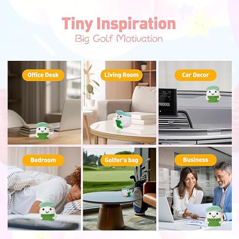 Crochet Golf Doll Ornament Home Room Decoration Handmade Knitted Positive Energy Golf Doll With Card Christmas Party Gifts