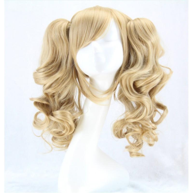 Lolita Cos Wig Set 3-Piece Colorful Gradient Twin Tails Curly With Claw Clips Anime Role Play