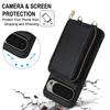 For Google Pixel 9/9 Pro Case RFID Blocking Zipper Wallet Leather + TPU Phone Cover with Shoulder Strap