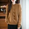 Wool Hooded Pullover Sweater Knitted Base Layer Loose Spring-autumn Coat