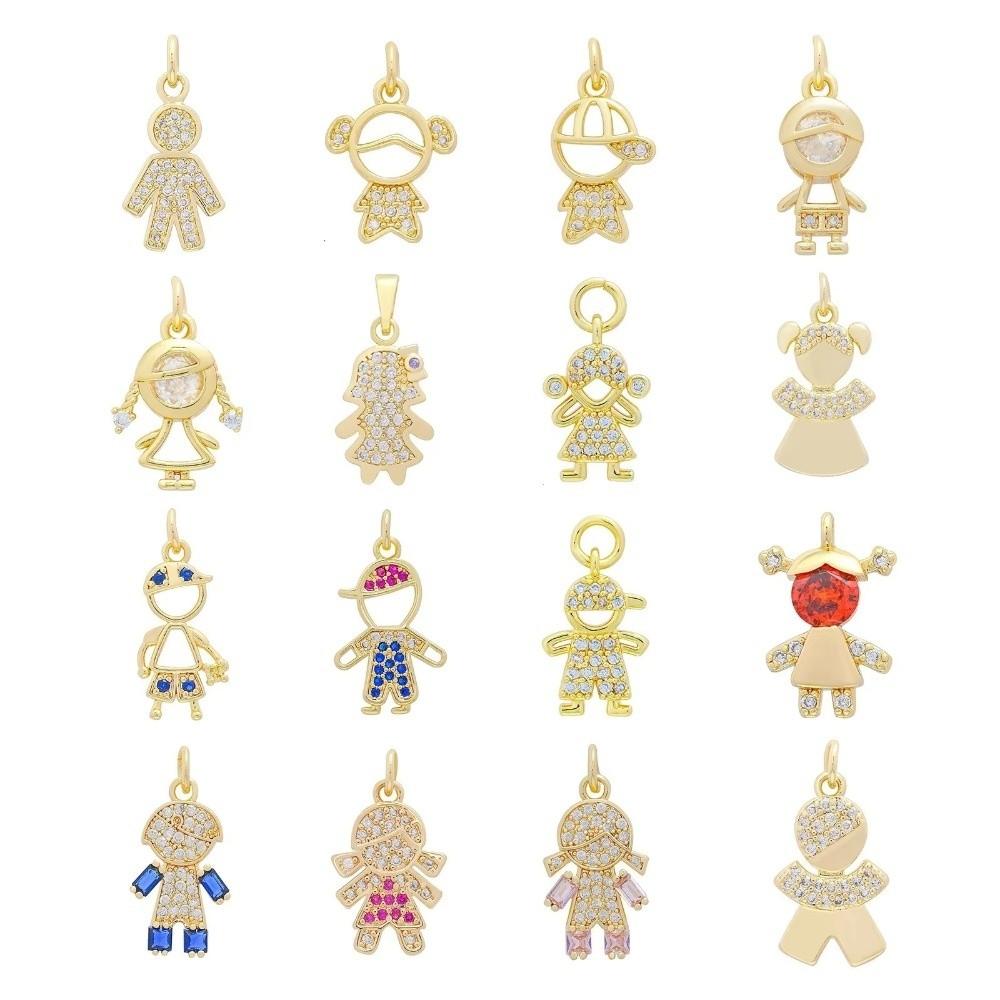 Brass Base Brass Pendants 18K Gold Plated Micro Pave Charms Cubic Zirconia Pendants Jewelry Gift