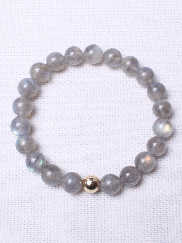Bien Vetu 8Mm Natural Labradorite Gemstone Gold-Filled Urethane Bracelet
