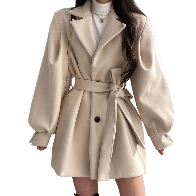 Sense for Petite Women's Woolen Coat 2023: Trendy Korean-Style Loose Mid-Length Autumn/Winter Nizi Coat